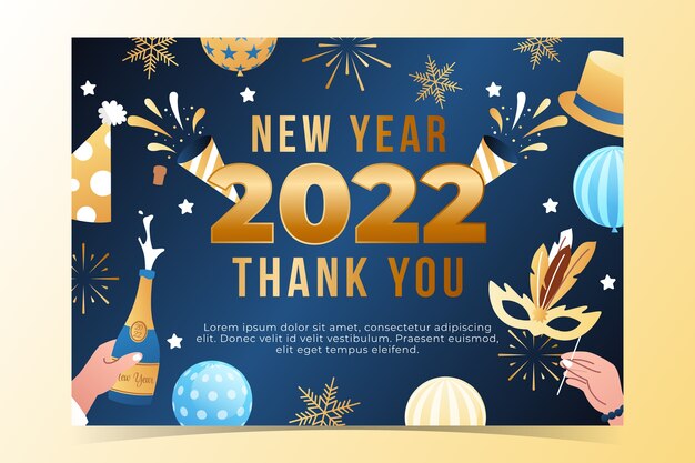 Plantilla de tarjeta de felicitación de año nuevo degradado