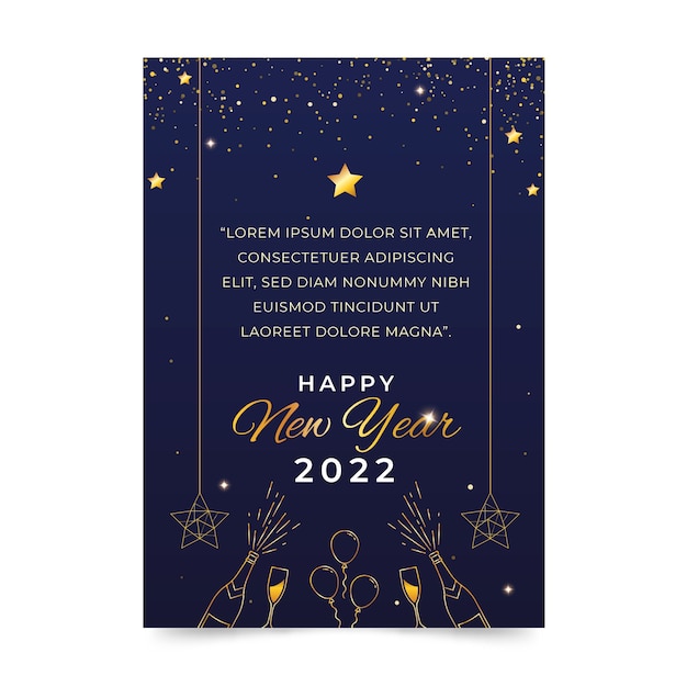 Vector gratuito plantilla de tarjeta de felicitación de año nuevo degradado