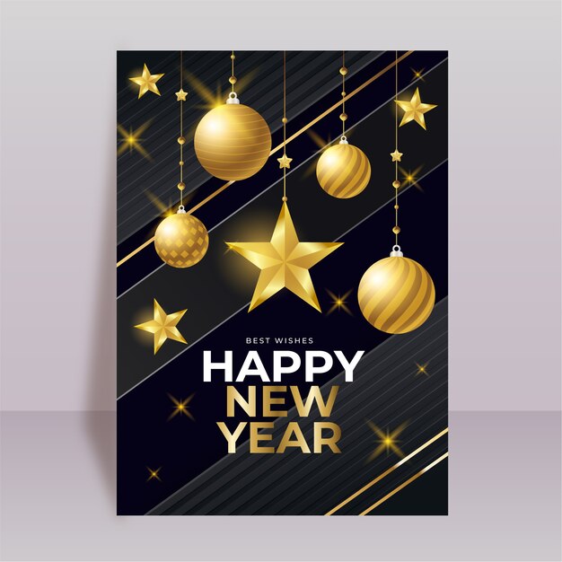 Plantilla de tarjeta de felicitación de año nuevo degradado