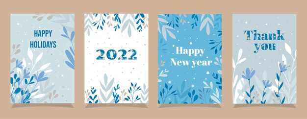 Plantilla de tarjeta de felicitación de año nuevo dibujada a mano