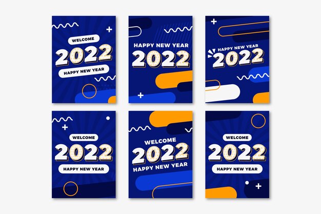 plantilla de tarjeta de felicitación de año nuevo plana