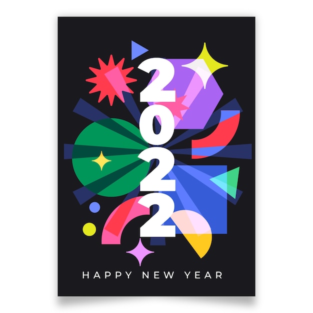 Vector gratuito plantilla de tarjeta de felicitación de año nuevo plana