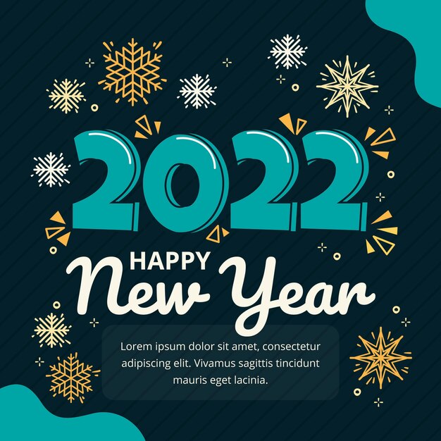 Plantilla de tarjeta de felicitación de año nuevo plana