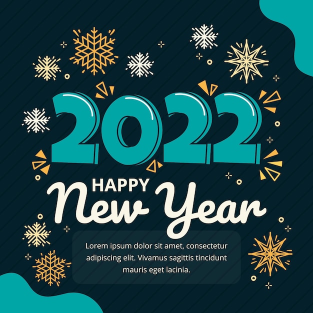 Plantilla de tarjeta de felicitación de año nuevo plana