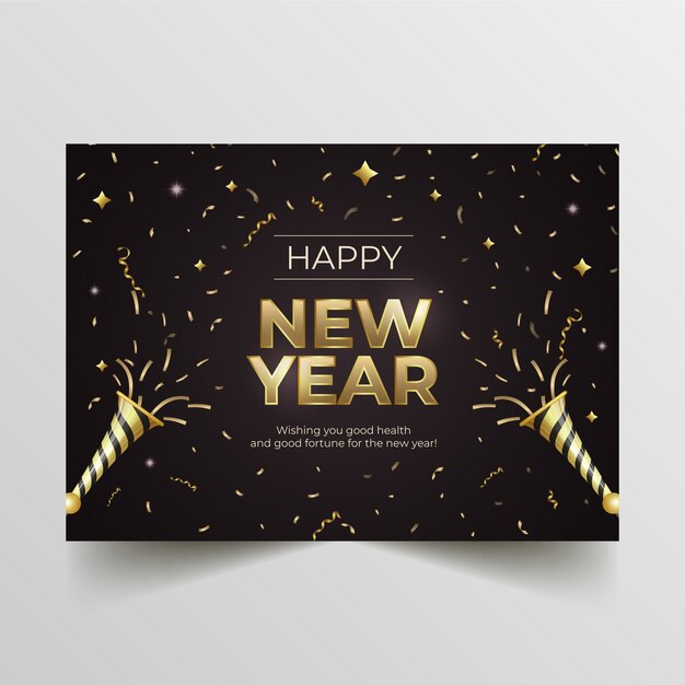 Plantilla de tarjeta de felicitación de año nuevo realista