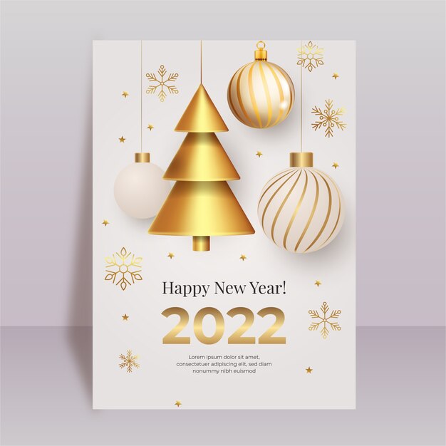 Plantilla de tarjeta de felicitación de año nuevo realista