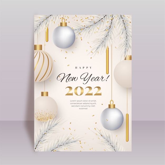 Plantilla de tarjeta de felicitación de año nuevo realista