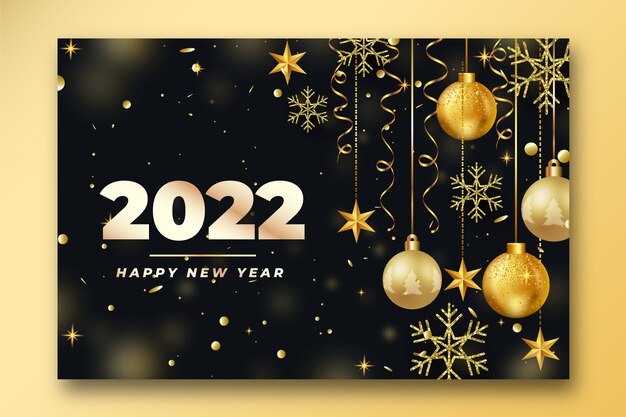 Plantilla de tarjeta de felicitación de año nuevo realista