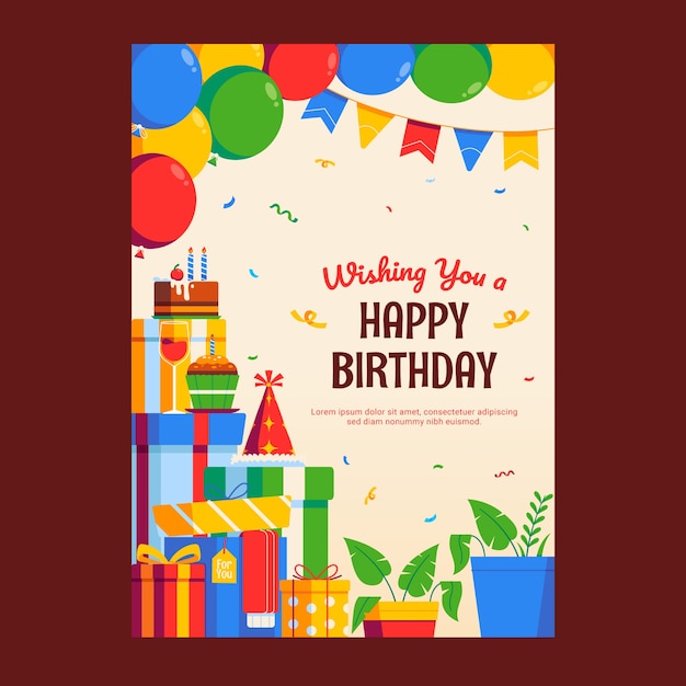 Vector gratuito plantilla de tarjeta de felicitación de cumpleaños