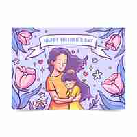 Vector gratuito plantilla de tarjeta de felicitación del día de la madre dibujada a mano