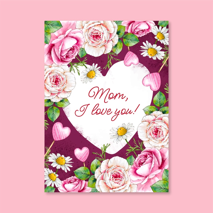 Vector gratuito plantilla de tarjeta de felicitación del día de la madre estilo papel