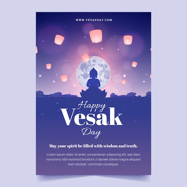 Plantilla de tarjeta de felicitación del día vesak degradado