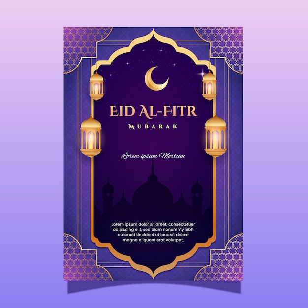 Vector gratuito plantilla de tarjeta de felicitación eid al-fitr realista