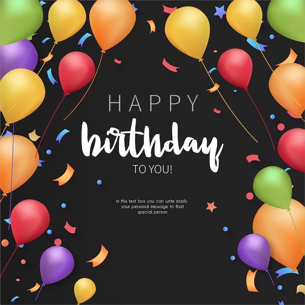 Vector gratuito plantilla de tarjeta de felicitación feliz cumpleaños colorido