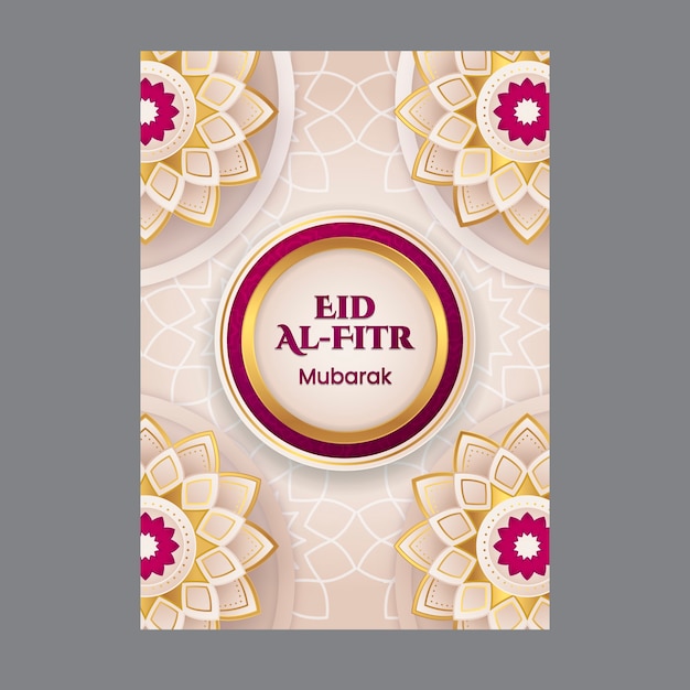 Plantilla de tarjeta de felicitación de gradiente eid al-fitr