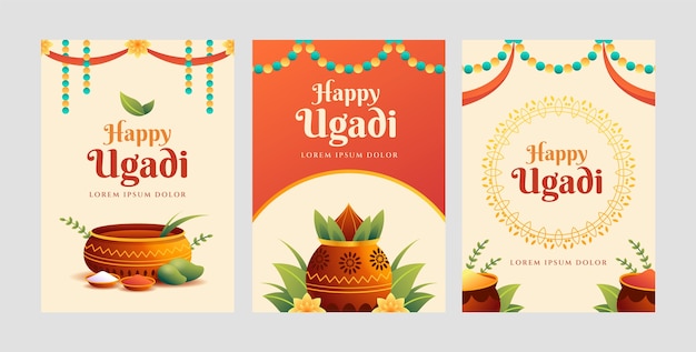 plantilla de tarjeta de felicitación de Gudi Padwa con gradiente