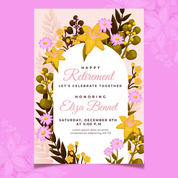 Plantilla de tarjeta de felicitación de jubilación plana orgánica