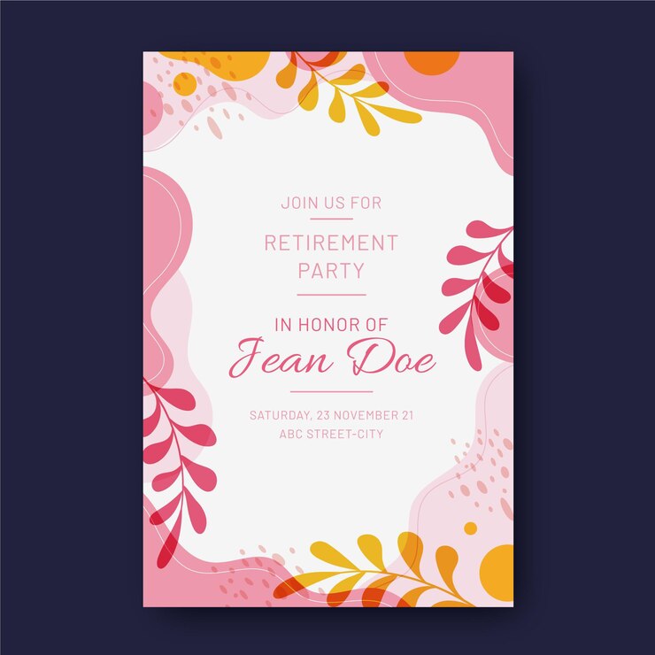 Vector gratuito plantilla de tarjeta de felicitación de jubilación plana orgánica