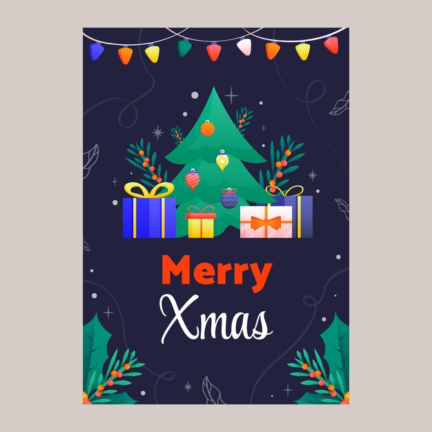 Plantilla de tarjeta de felicitación navideña degradada