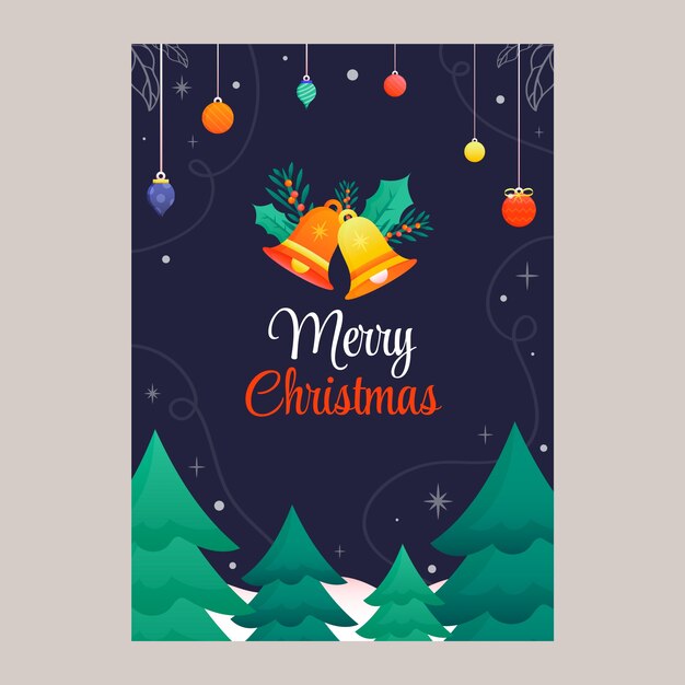 Plantilla de tarjeta de felicitación navideña degradada