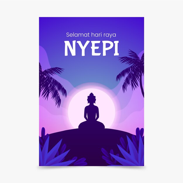 Plantilla de tarjeta de felicitación de nyepi degradado