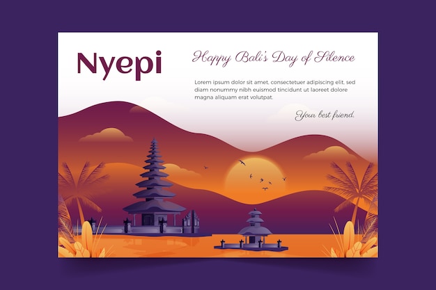 Plantilla de tarjeta de felicitación de nyepi degradado