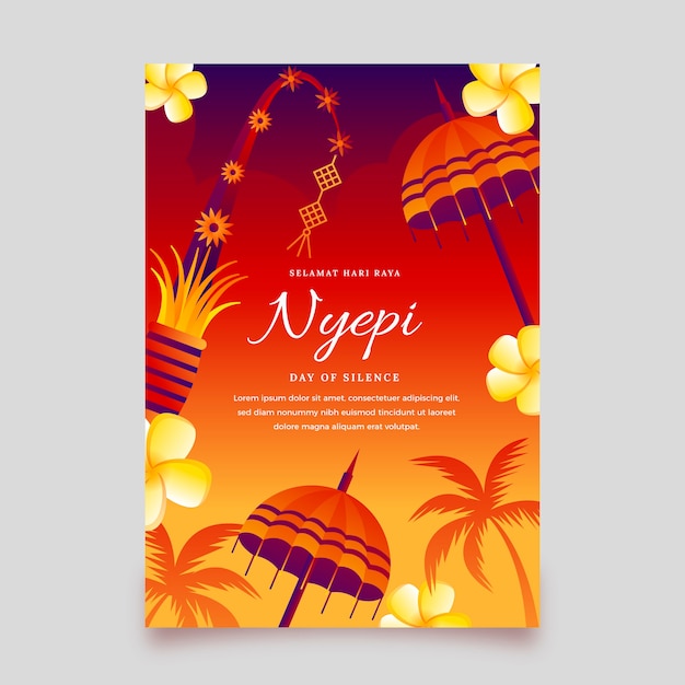 Plantilla de tarjeta de felicitación de nyepi degradado