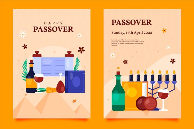 Plantilla de tarjeta de felicitación de pascua plana