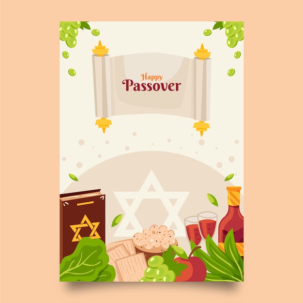 Plantilla de tarjeta de felicitación de pascua plana