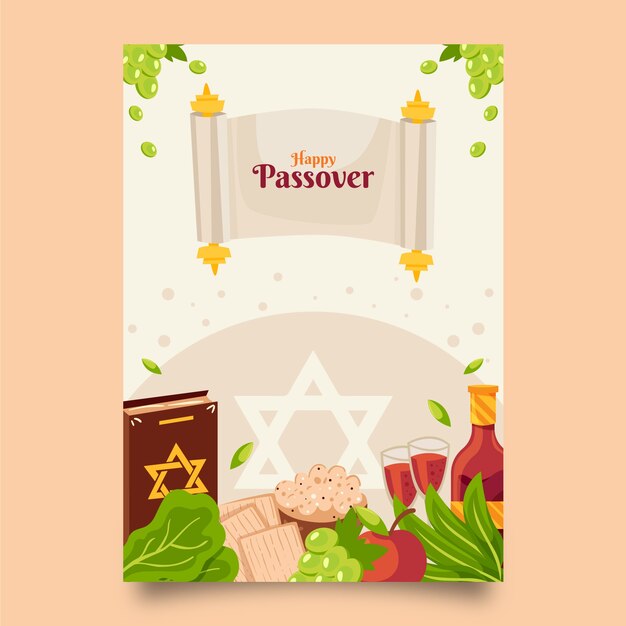 Plantilla de tarjeta de felicitación de pascua plana