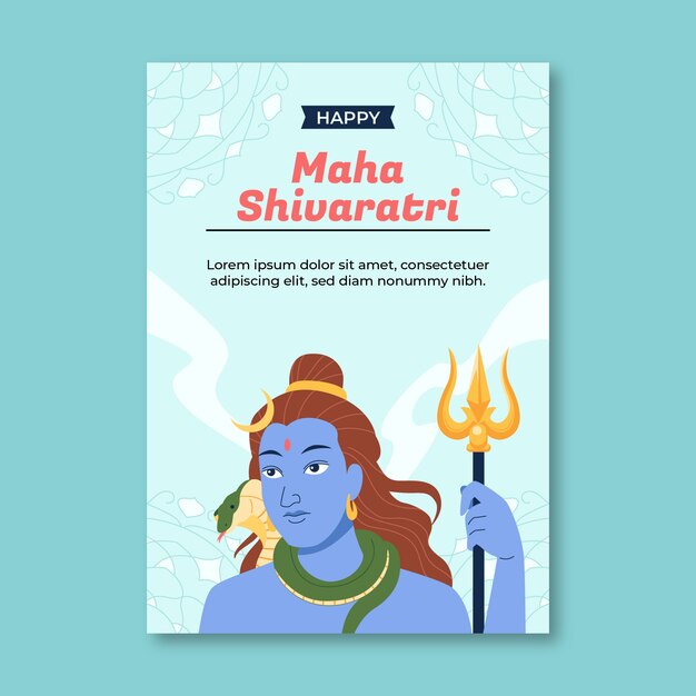 Plantilla de tarjeta de felicitación plana maha shivaratri