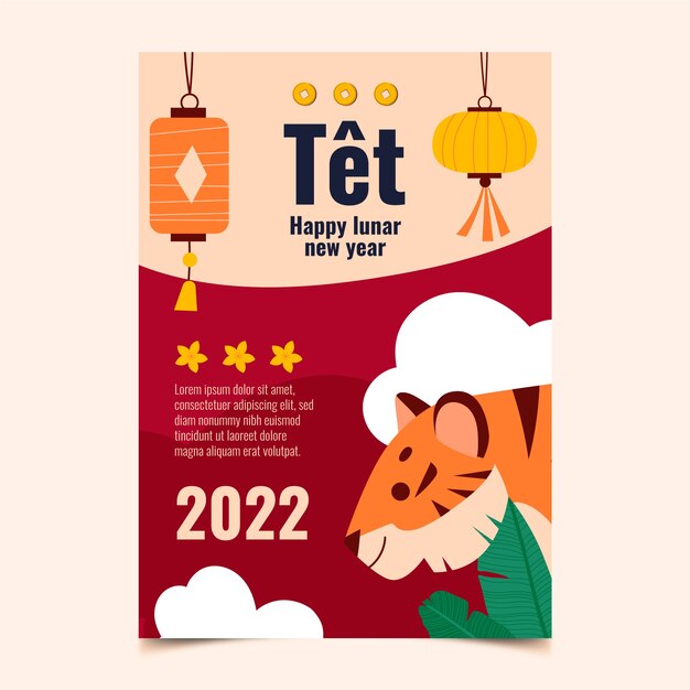 Plantilla de tarjeta de felicitación plana tet