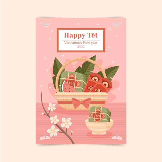Plantilla de tarjeta de felicitación plana tet