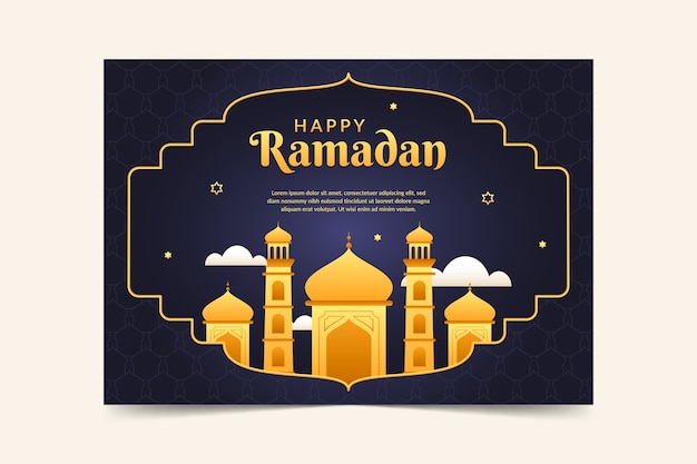 Vector gratuito plantilla de tarjeta de felicitación de ramadán degradado