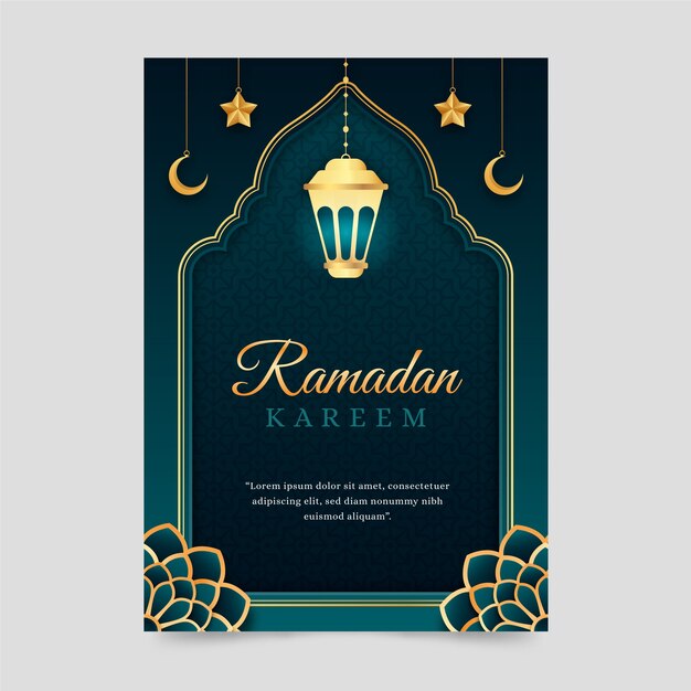 Plantilla de tarjeta de felicitación de ramadán degradado