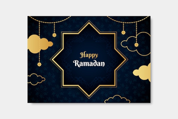 Vector gratuito plantilla de tarjeta de felicitación de ramadán degradado