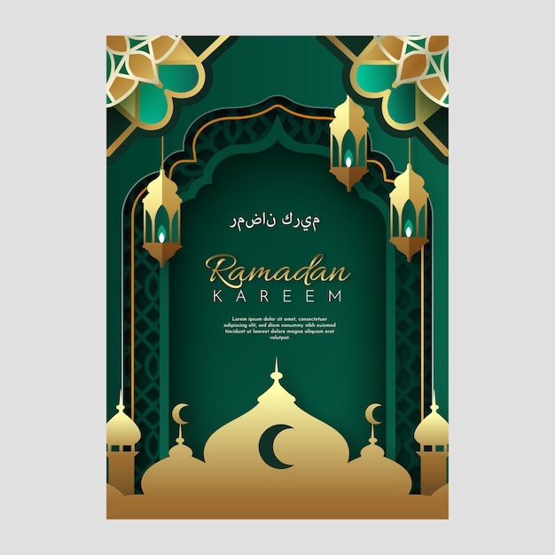 Plantilla de tarjeta de felicitación de ramadán degradado