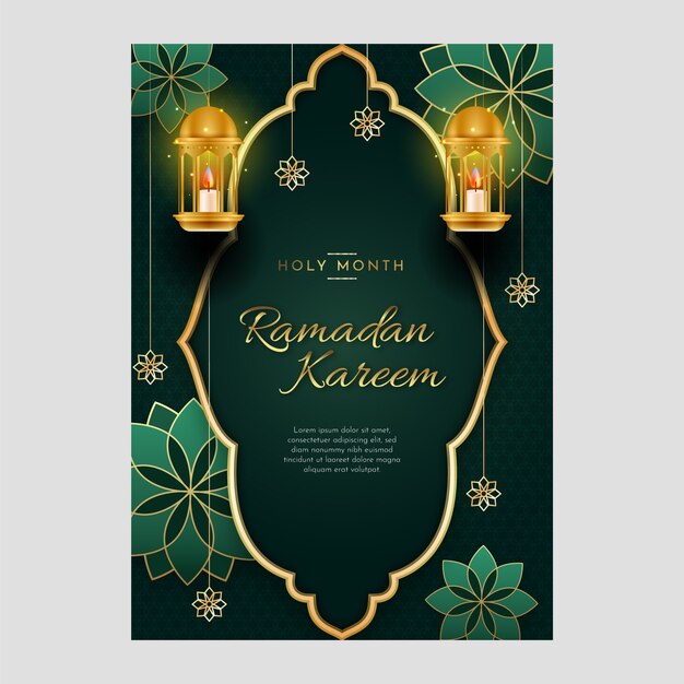 Plantilla de tarjeta de felicitación de ramadán degradado