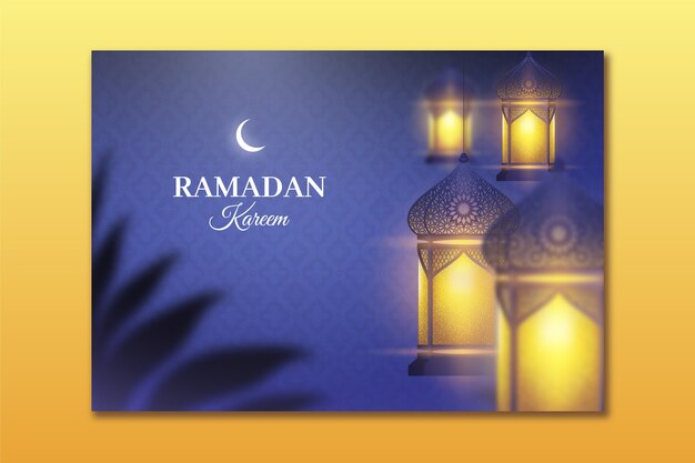 Plantilla de tarjeta de felicitación de ramadán realista