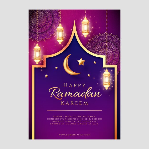 Plantilla de tarjeta de felicitación de ramadán realista