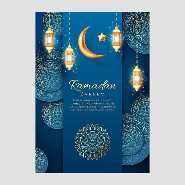 Plantilla de tarjeta de felicitación de ramadán realista