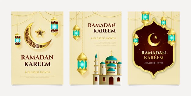 plantilla de tarjeta de felicitación realista de ramadán
