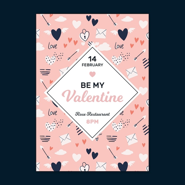 Vector gratuito plantilla de tarjeta de felicitación de san valentín