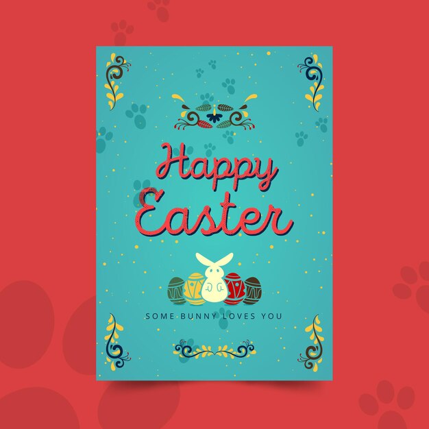 Plantilla de tarjeta de felicitación vertical de feliz pascua