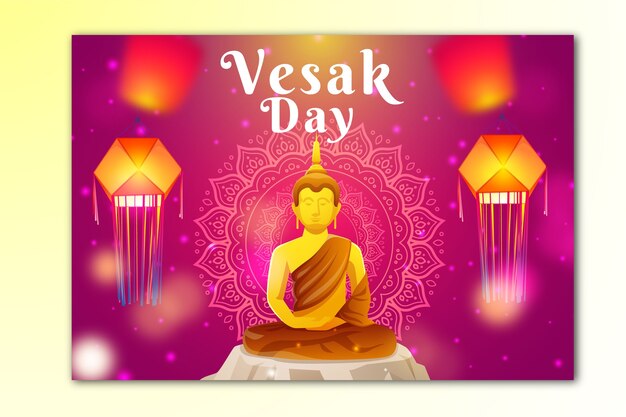 Plantilla de tarjeta de felicitación vesak degradado