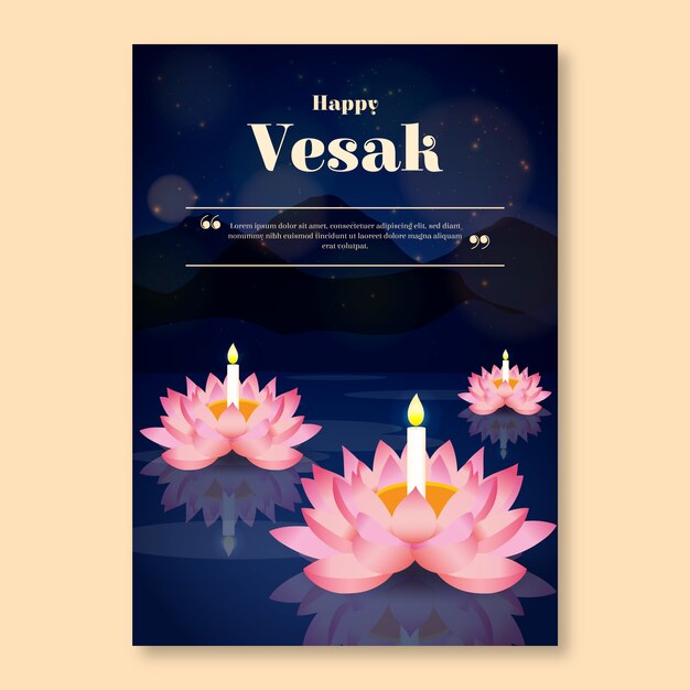 Plantilla de tarjeta de felicitación vesak degradado