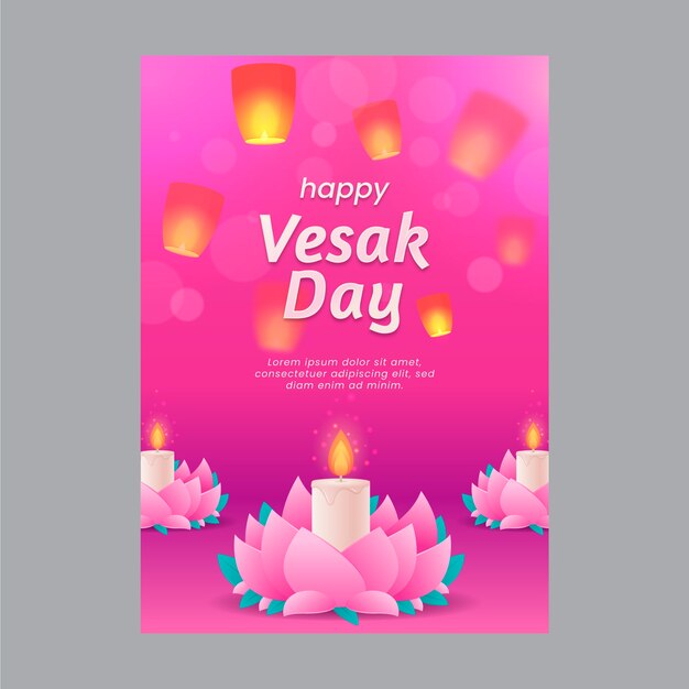 Plantilla de tarjeta de felicitación vesak degradado