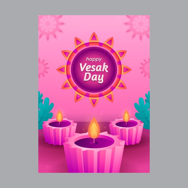 Plantilla de tarjeta de felicitación vesak degradado