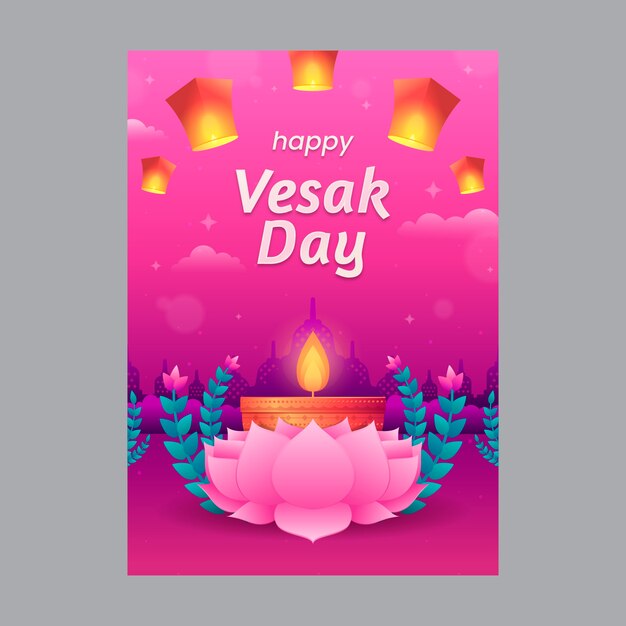 Plantilla de tarjeta de felicitación vesak degradado