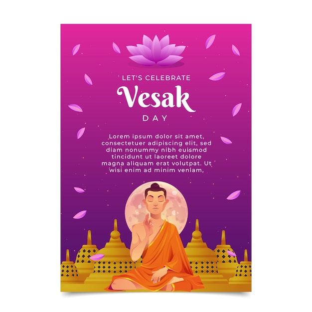 Plantilla de tarjeta de felicitación vesak degradado